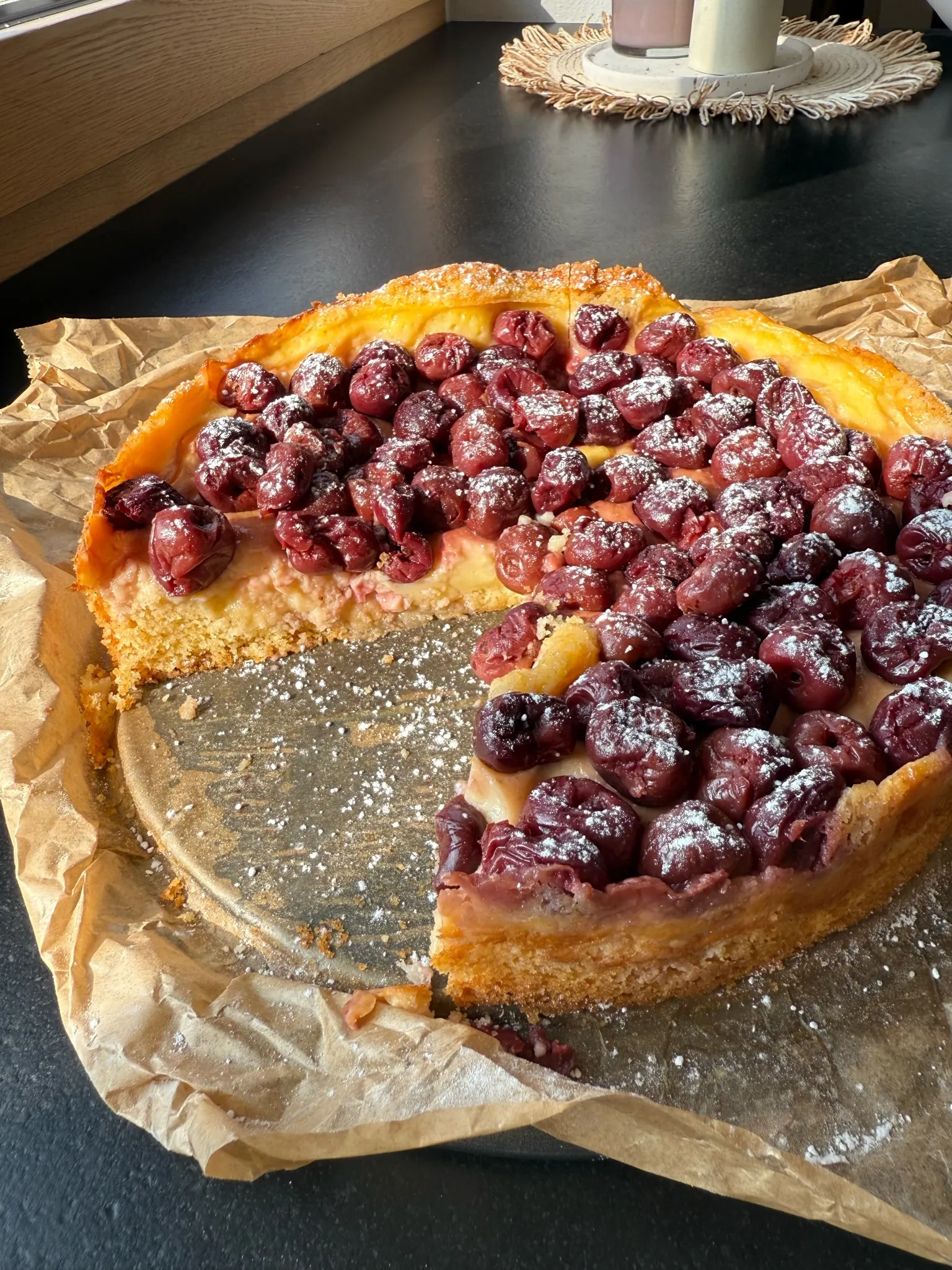 Vanillepudding Kirsch Kuchen